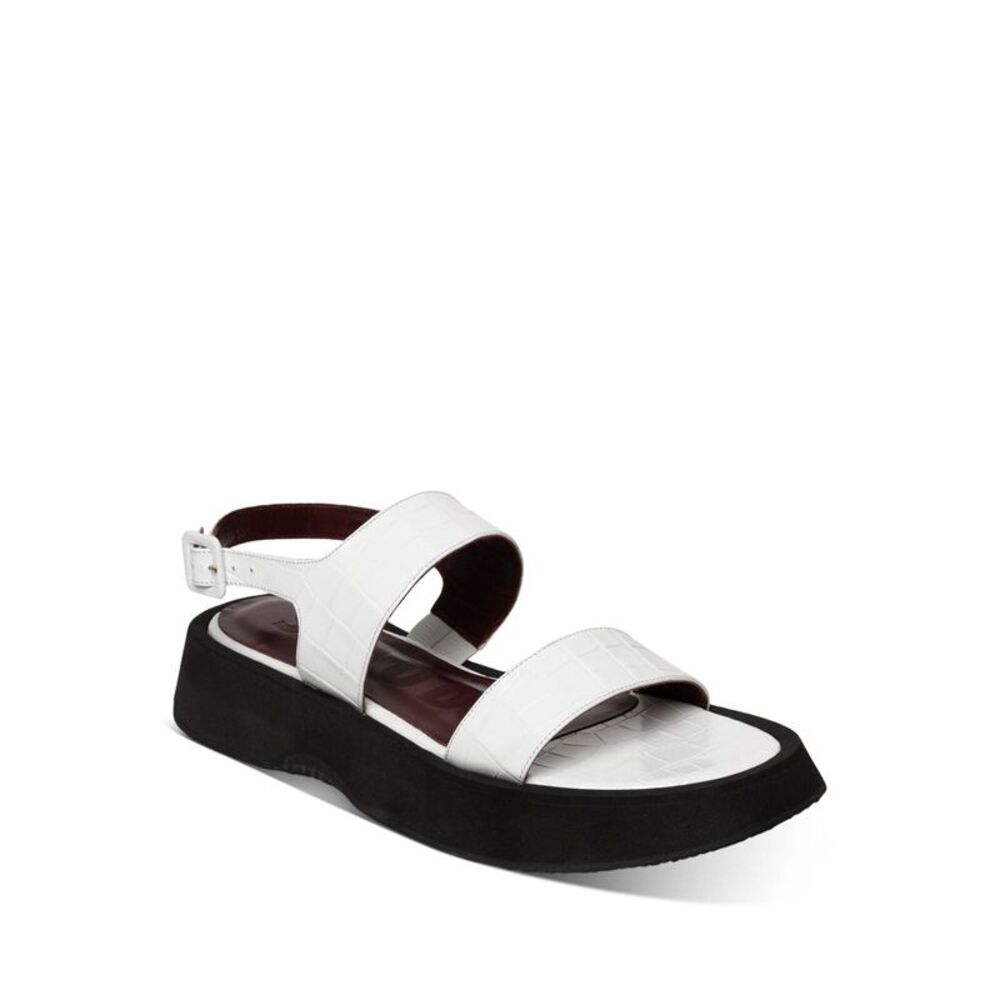 STAUD Womens White Crocodile 1" Platform Nicky Wedge Leather Slingback Sandal 36